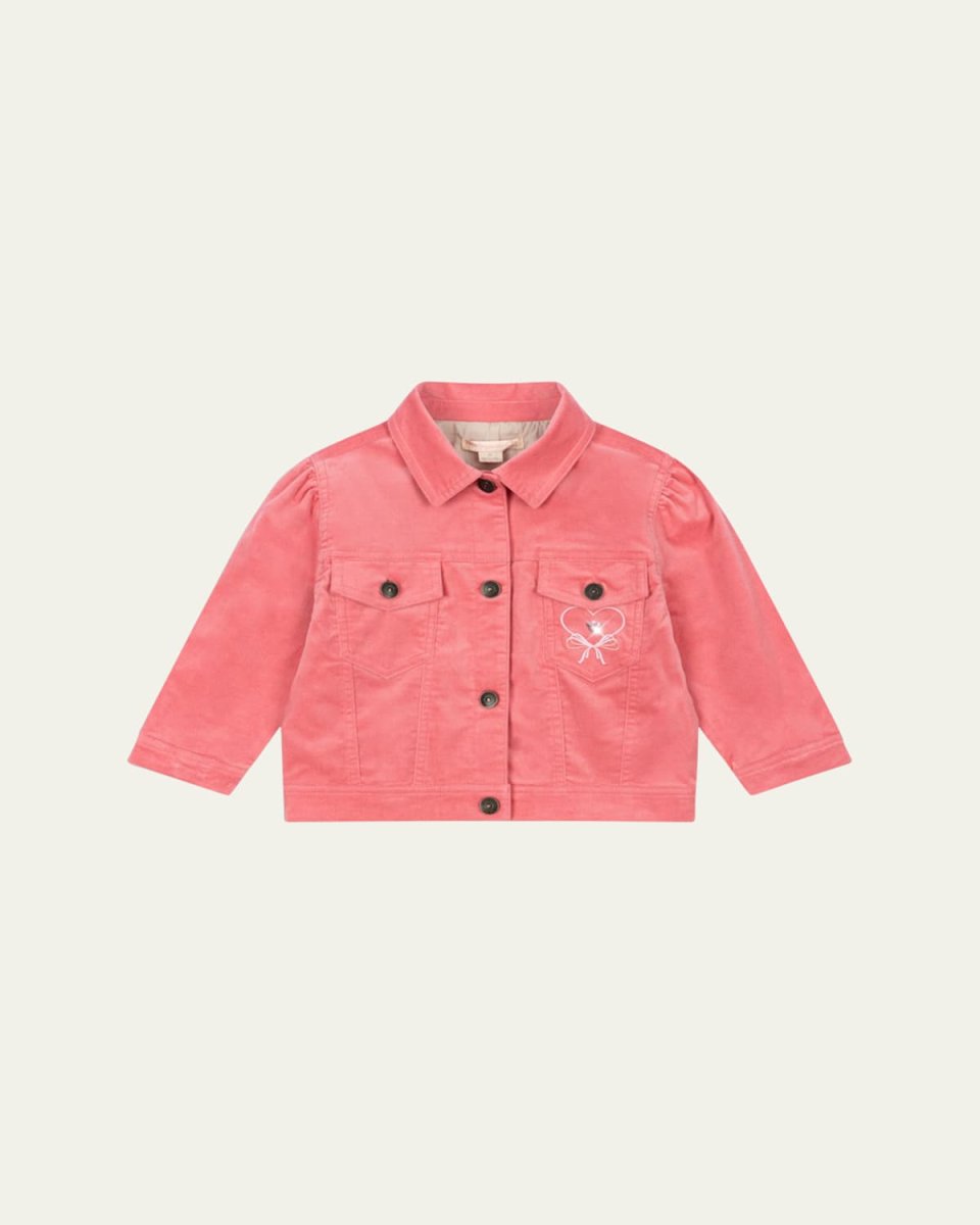 Girl's Lucky Embroidered Unicorn-Print Jacket, Size 2